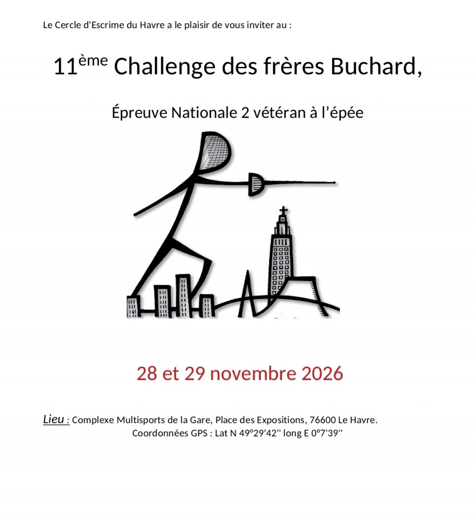 11ème Challenge des Frères Buchard : rendez-vous les 28 et 29 novembre 2026 au Havre !